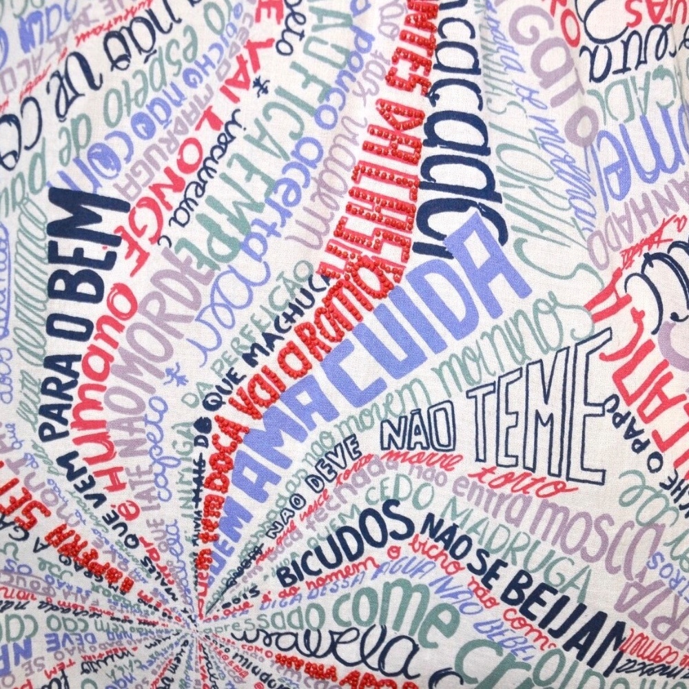 ISABELA CAPETO Portuguese Word Print Beaded Halter Dress - Sz M